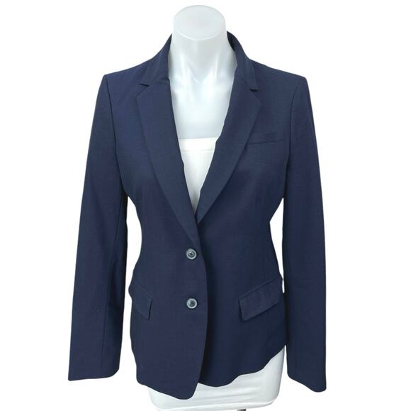 Banana Republic Blue Wool Long Sleeve Notch Collar Button Blazer Coat Jacket 4 - Picture 1 of 5